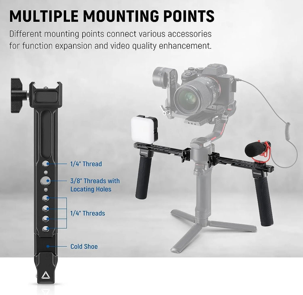 NEEWER-empuñadura doble con abrazaderas NATO de liberación rápida, 2 Mini rieles NATO para DJI RS4 RS4 Pro RS3 RS3 Pro RS2 RSC2 Ronin S SC Gimba