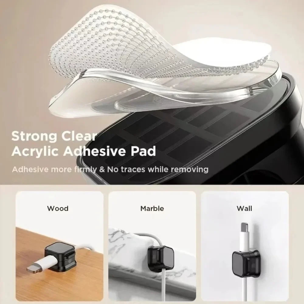 2 Clips Magnéticos para Cables, Organizador de Cables Ajustable para Debajo del Escritorio, Gestión de Cables, Sujetador de Cables