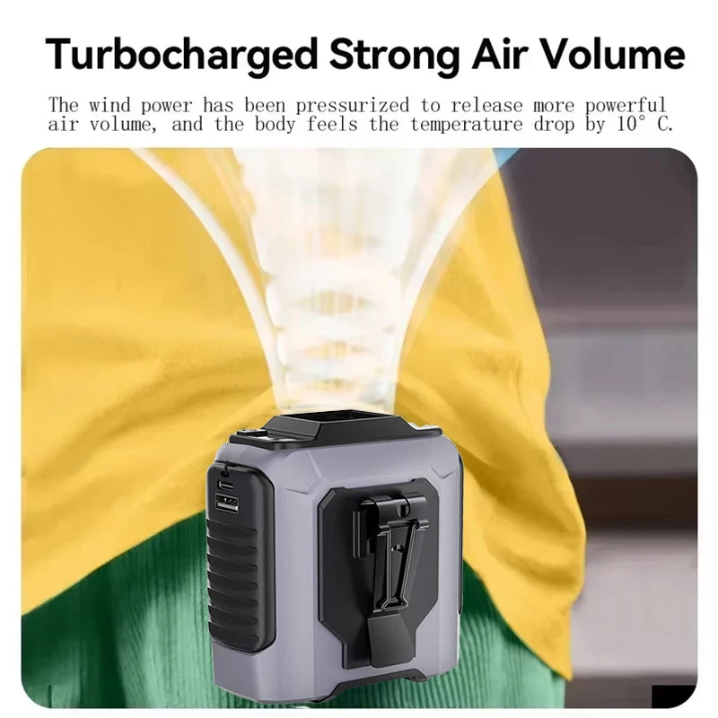 Nuevo Ventilador Portátil de Cintura 2026 con Batería Externa, Iluminación LED, Ventilador de Cuello Colgante, 5 Velocidades, Flujo de Aire Potente, Ventilador de Refrigeración para Trabajo al Aire Libre