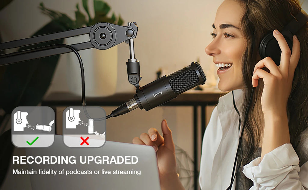 Micrófono dinámico FIFINE XLR, micrófono de Podcast Vocal con patrón cardioide, micrófono de Metal para transmisión/tubar/grabación de vídeo, K669D