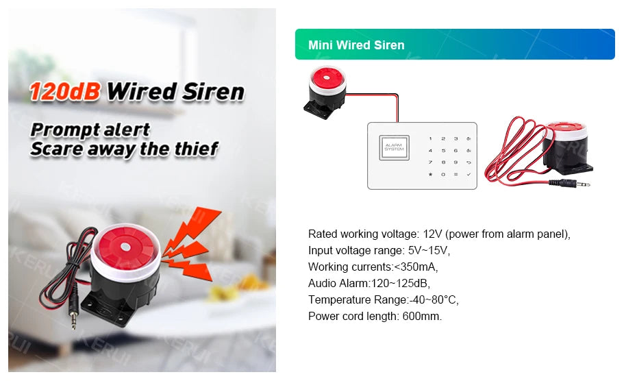 KERUI-Kit de alarma para el hogar, inalámbrico, WiFi, GSM, antirrobo, con pantalla táctil, aplicación Tuya Smart Life, sistema de alarma para protección de seguridad