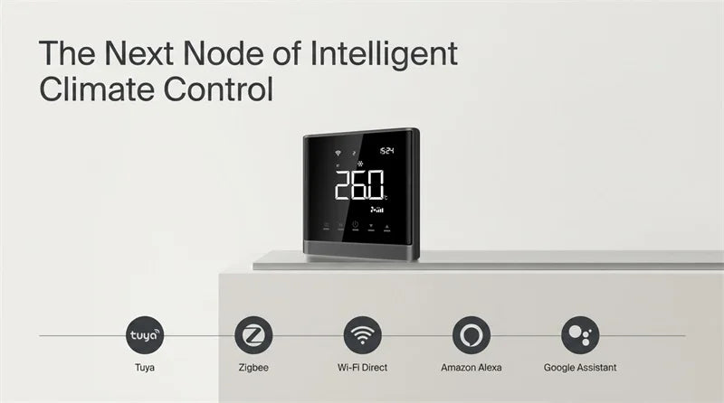 Termostato Modbus para Unidad Fan Coil (FCU) con Wifi, Compatible con la Aplicación Tuya Smart Life, Comunicación RS485, Pantalla LCD de 2.8 Pulgadas, Fácil Instalación, Aire Acondicionado