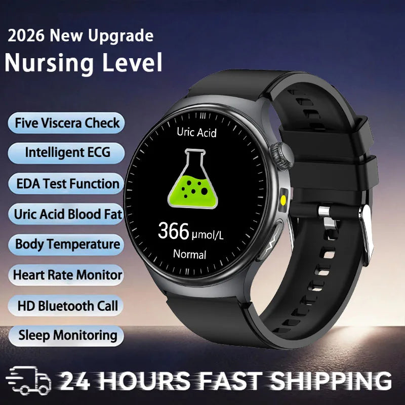Reloj Inteligente 2026 con Diagnóstico Preciso de ECG, Medición de Grasa Corporal, Oxígeno en Sangre, Presión Arterial, Pantalla HD AMOLED, Llamadas, para Hombres y Mujeres