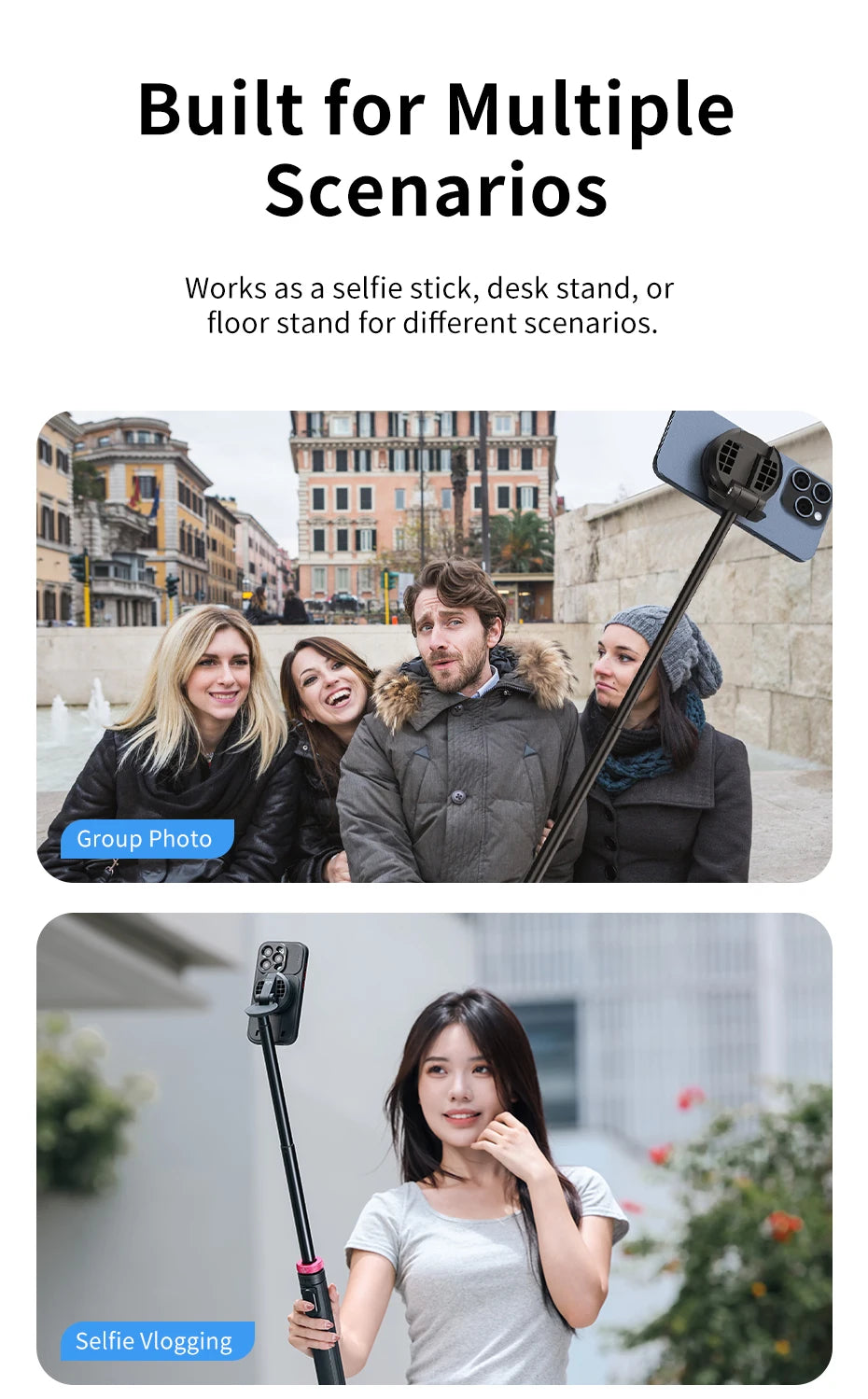 Ulanzi MT-84 1,53 M Magsafe Selfie Stick trípode soporte Bluetooth extensión de teléfono remoto trípode para IPhone 16 15 LiveStreaming Vlog