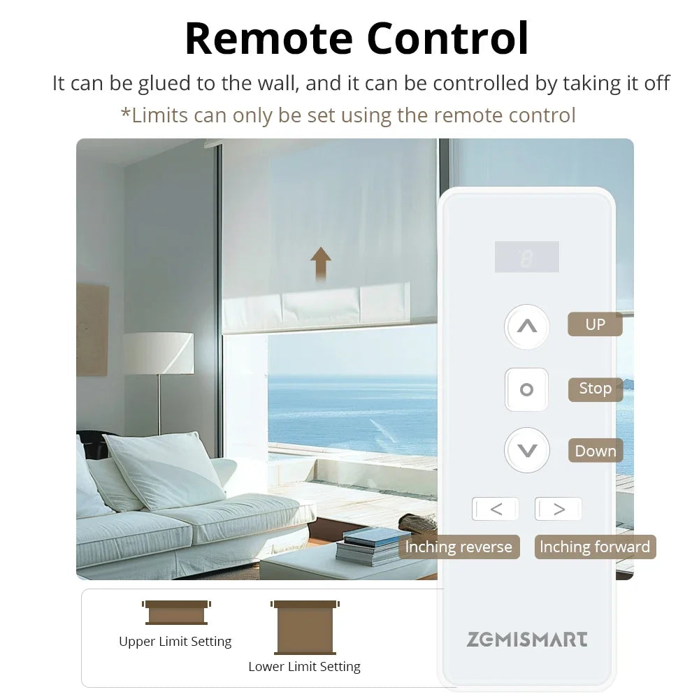 Zemismart Matter Over WiFi 2N Motor de cortina inteligente para tubo de 37 38mm Motor de cortina enrollable Google Home Alexa Homekit App Control