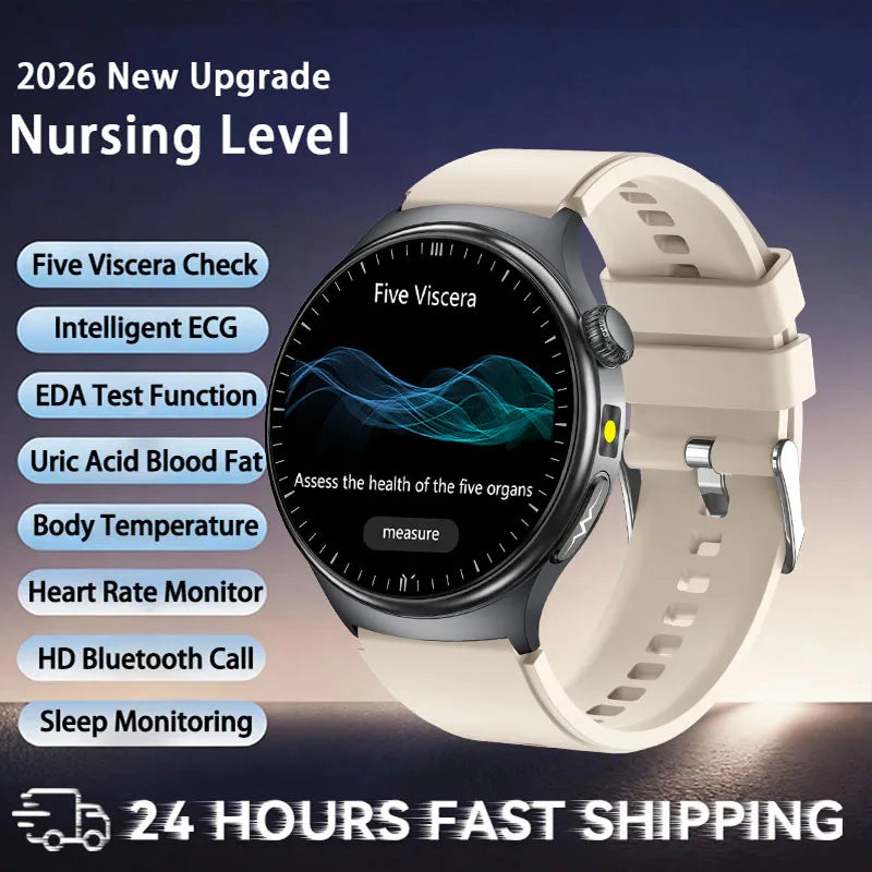 Reloj Inteligente 2026 con Diagnóstico Preciso de ECG, Medición de Grasa Corporal, Oxígeno en Sangre, Presión Arterial, Pantalla HD AMOLED, Llamadas, para Hombres y Mujeres