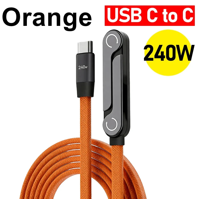 Cable de Carga Rápida de 240W con Soporte Plegable para Teléfono, para iPhone 16 17 Pro Max, Samsung, Mi, Laptop, Cargador PD Tipo-C, Cable de Datos para Juegos