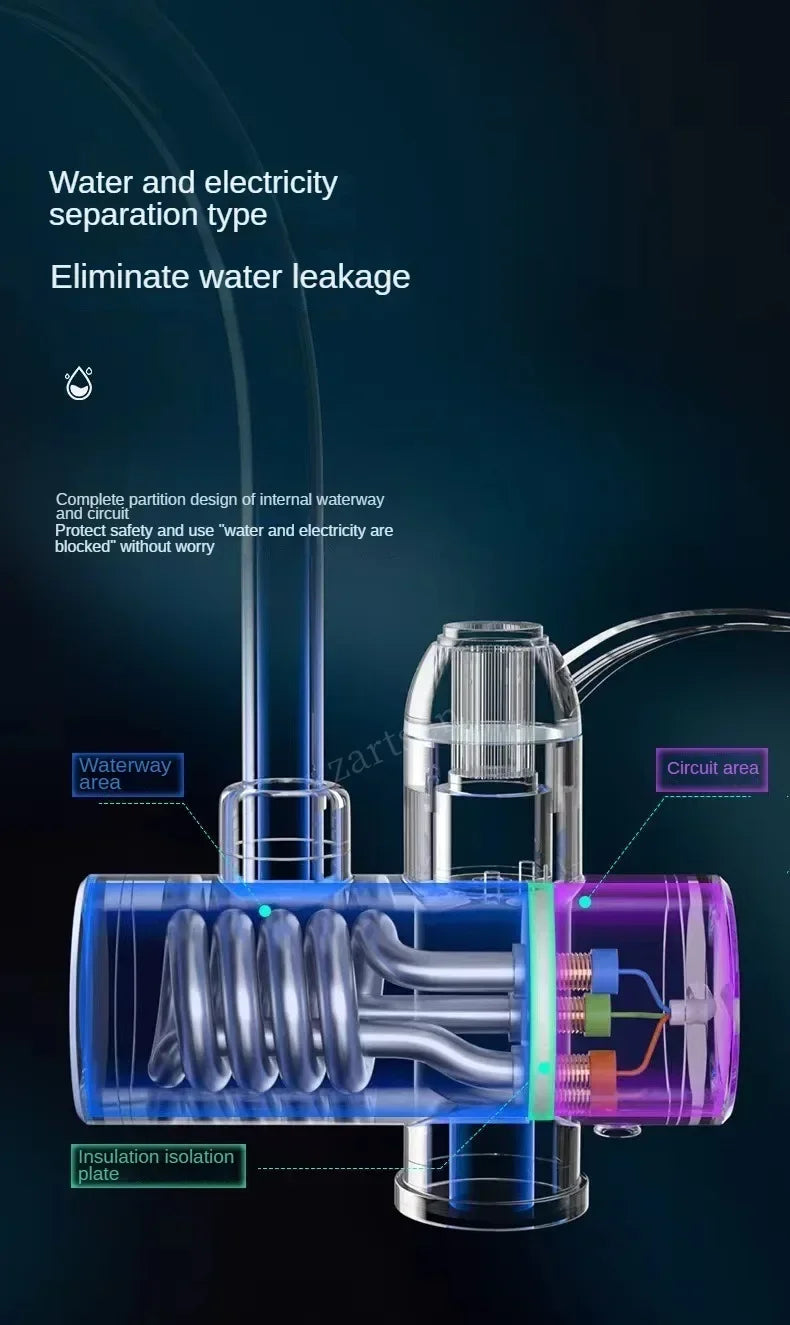 Calentador de agua eléctrico de cocina de 3000W, grifo de agua caliente instantáneo, grifo de calefacción en frío, calentador de agua instantáneo sin tanque