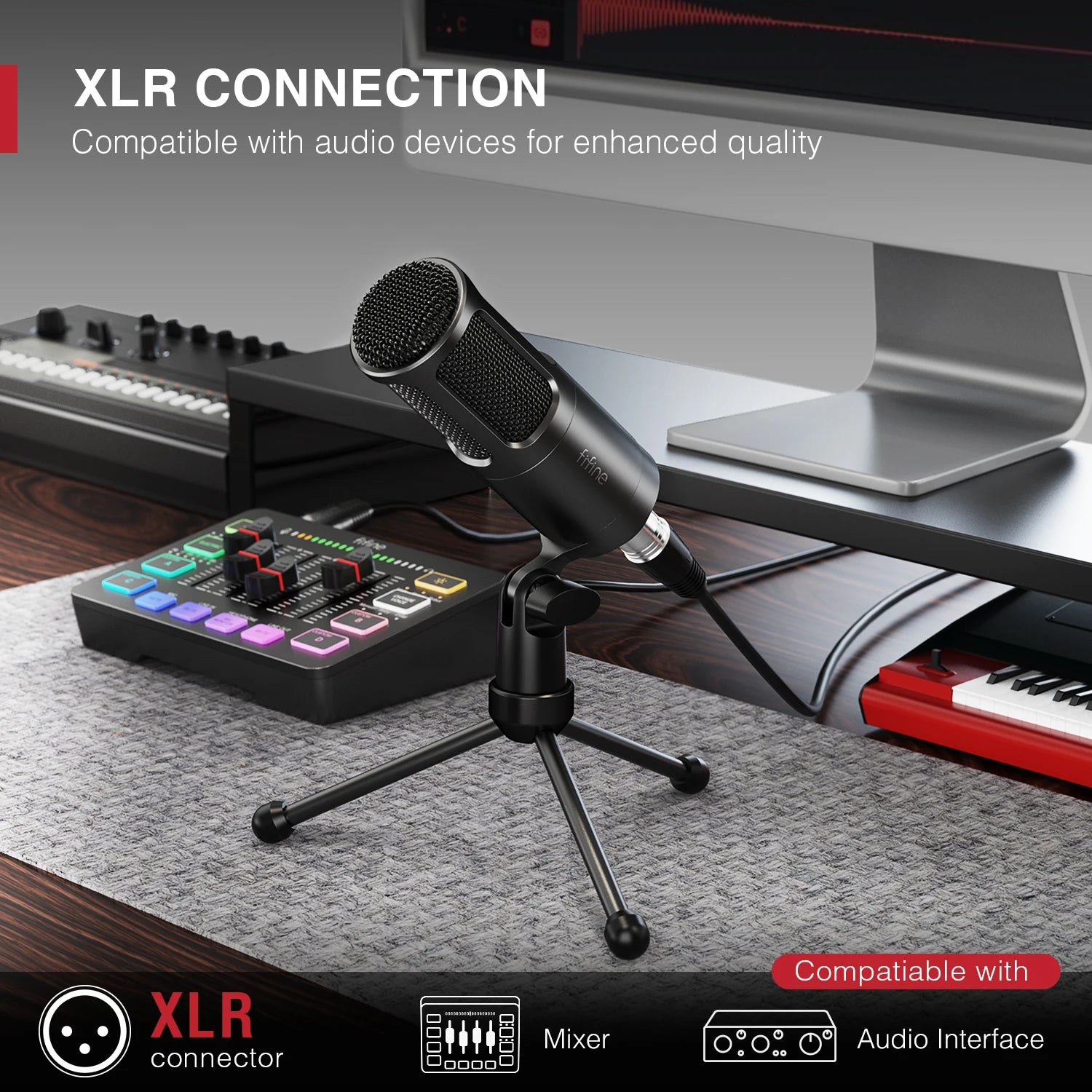 Micrófono dinámico FIFINE XLR, micrófono de Podcast Vocal con patrón cardioide, micrófono de Metal para transmisión/tubar/grabación de vídeo, K669D