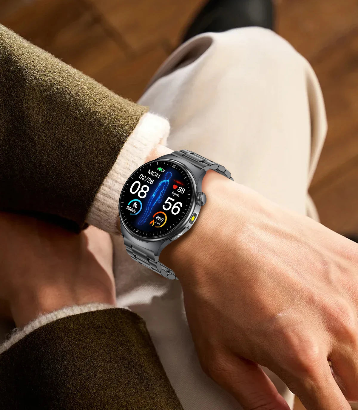Reloj Inteligente 2026 con Diagnóstico Preciso de ECG, Medición de Grasa Corporal, Oxígeno en Sangre, Presión Arterial, Pantalla HD AMOLED, Llamadas, para Hombres y Mujeres