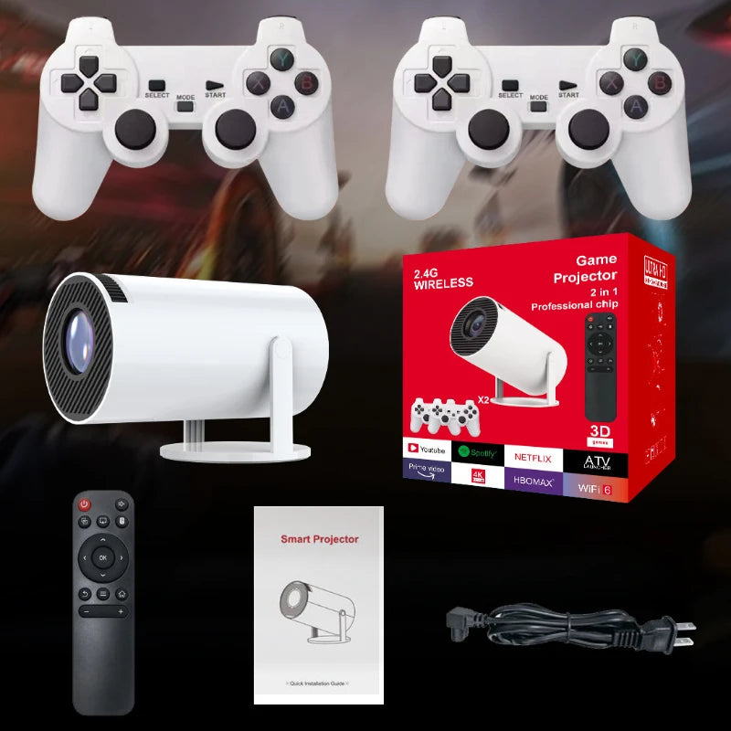 Proyector de juegos portátil original, consola de videojuegos retro inalámbrica, proyector 4k para cine en casa con Android 13, con Bluetooth y wifi.