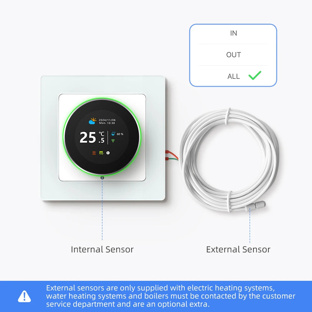 Termostato inteligente AVATTO con WiFi, controlador de temperatura para caldera de agua, gas y calefacción eléctrica, compatible con Tuya, Alexa y Google Home