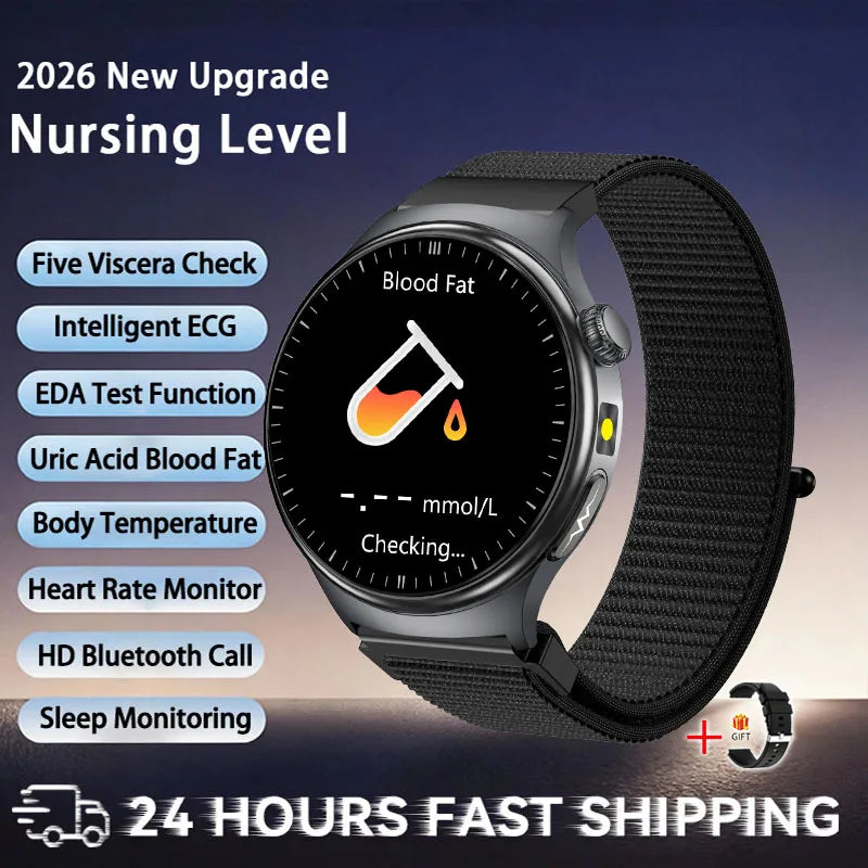 Reloj Inteligente 2026 con Diagnóstico Preciso de ECG, Medición de Grasa Corporal, Oxígeno en Sangre, Presión Arterial, Pantalla HD AMOLED, Llamadas, para Hombres y Mujeres