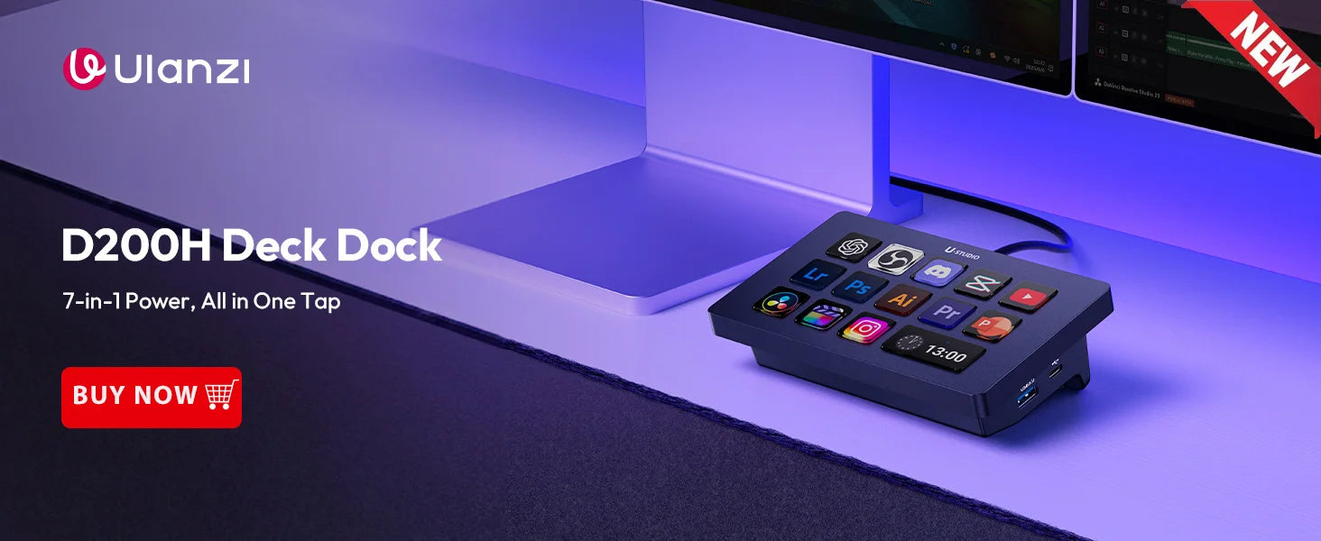 Controlador Creativo Ulanzi D100H, Asistente de Edición de Video para Youtube, Tiktok, PR, PS, Compatible con Bluetooth, Consola de Producción