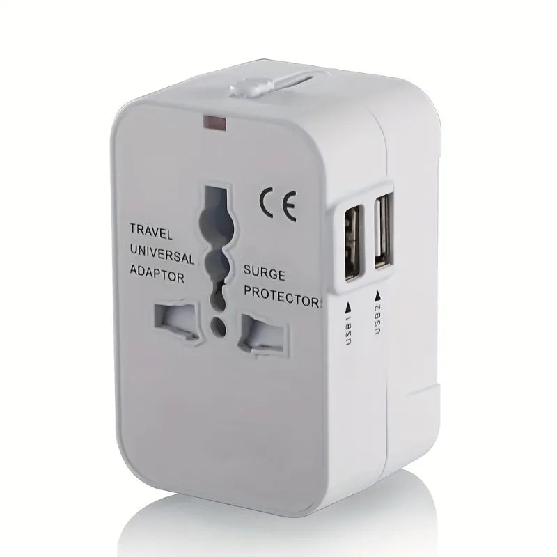 Adaptador de viaje Universal para EE. UU., UE, Reino Unido, AUS, adaptador de cargador, convertidor de salida, adaptador de enchufe con puerto USB Dual