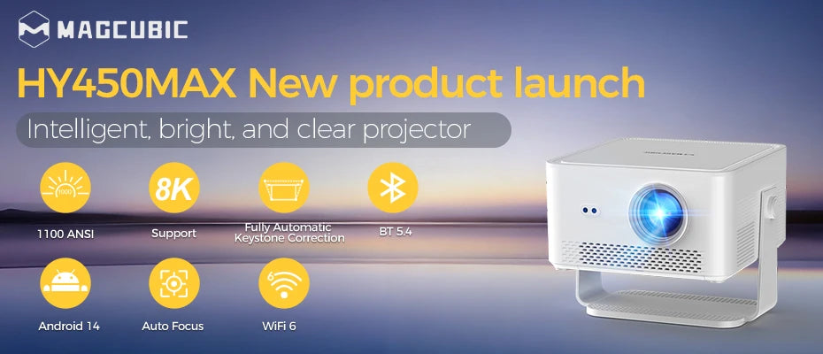 Proyector Magcubic HY300 Pro 8K Android 14 Dual Wifi6 290ANSI Allwinner H726 BT5.4 1080P 1280*720P Proyector de cine en casa para exteriores
