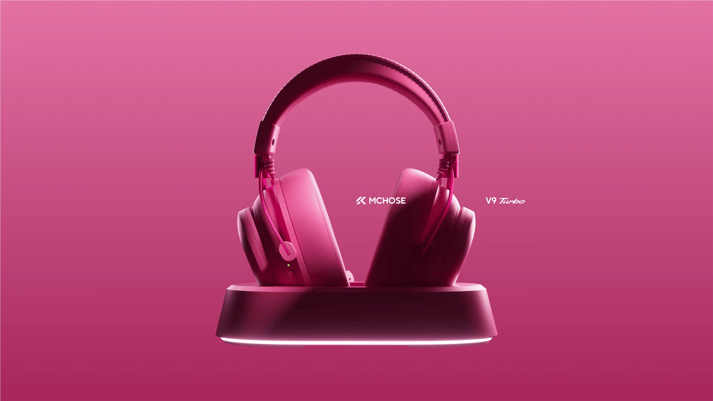 Auriculares Inalámbricos para Juegos MCHOSE V9 Turbo + con Sonido Envolvente 7.1 de 60 mm, Auriculares Profesionales para Esports con Base de Carga RGB