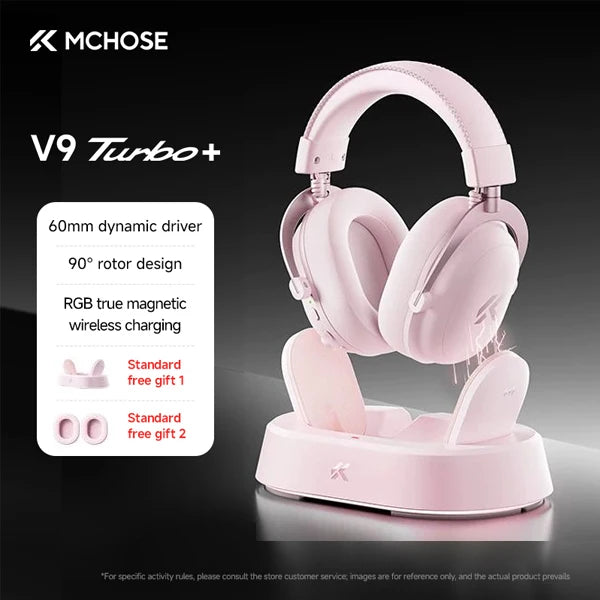 Auriculares Inalámbricos para Juegos MCHOSE V9 Turbo + con Sonido Envolvente 7.1 de 60 mm, Auriculares Profesionales para Esports con Base de Carga RGB