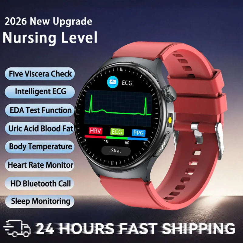 Reloj Inteligente 2026 con Diagnóstico Preciso de ECG, Medición de Grasa Corporal, Oxígeno en Sangre, Presión Arterial, Pantalla HD AMOLED, Llamadas, para Hombres y Mujeres