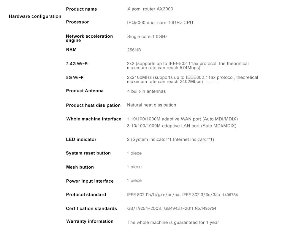 Xiaomi-enrutador AX3000 WiFi, red de malla Gigabit, 4 amplificadores de señal, penetración de pared, memoria grande de 256M, estabilidad multidispositivo