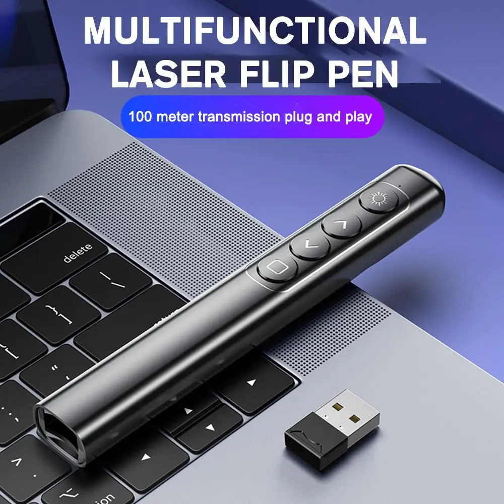 Presentador inalámbrico PPT Page Turner, puntero láser USB, bolígrafo presentador de Control remoto infrarrojo para proyector Powerpoint Slide