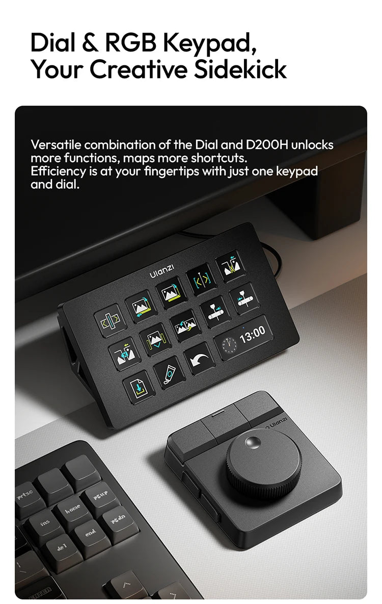 Controlador Creativo Ulanzi D100H, Asistente de Edición de Video para Youtube, Tiktok, PR, PS, Compatible con Bluetooth, Consola de Producción