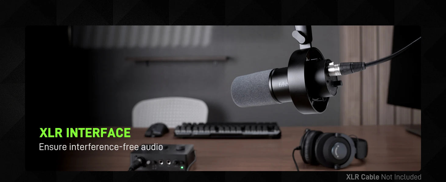 Micrófono dinámico FIFINE USB/XLR con soporte de choque, tecla táctil, conector para auriculares y Control de volumen, para grabación de PC o tarjeta de sonido-K688