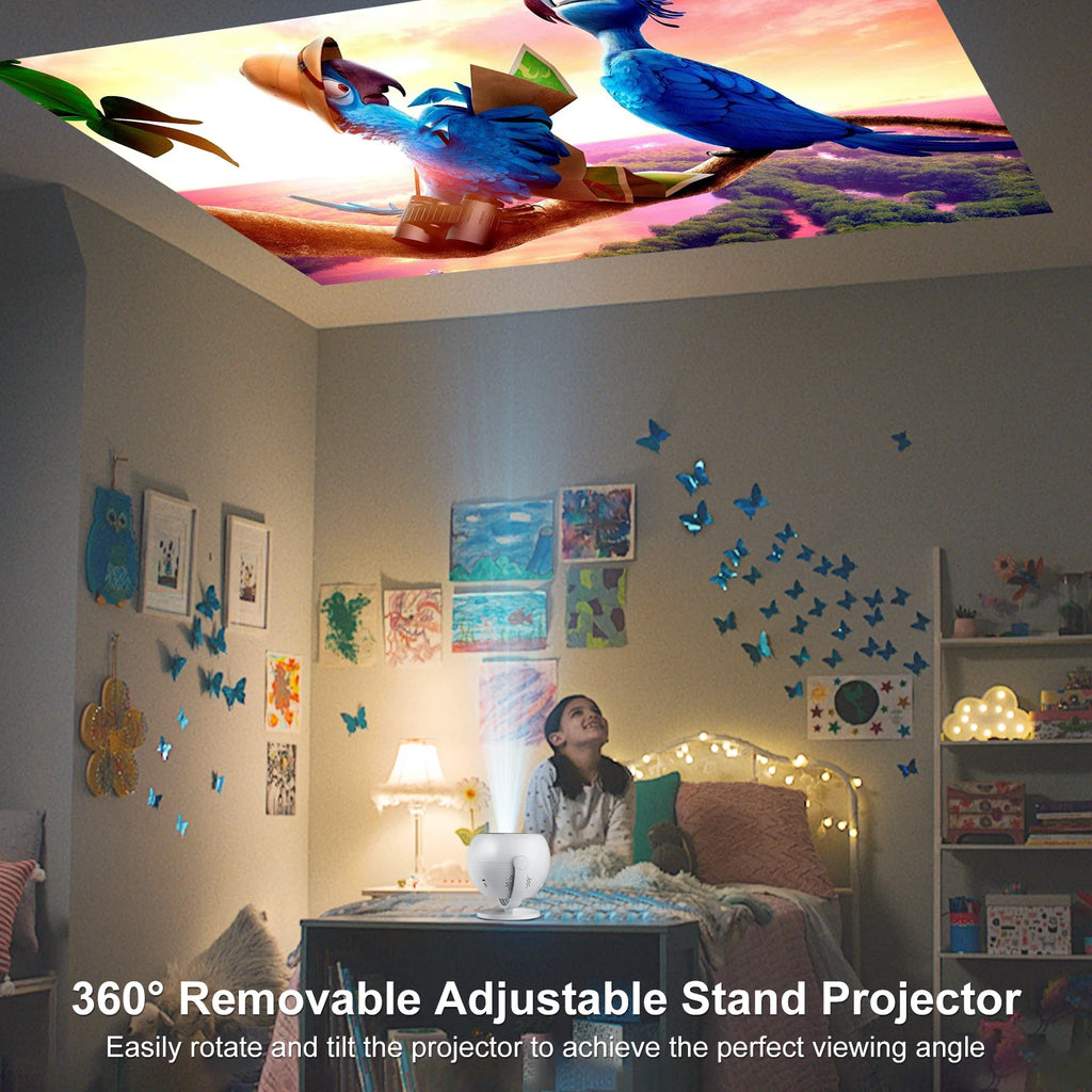 Proyector esférico de cine en casa 4K XBJ, Android WiFi 6 BT 5.0 Auto Keystone 360 °   Proyector de vídeo portátil de rotación para exteriores