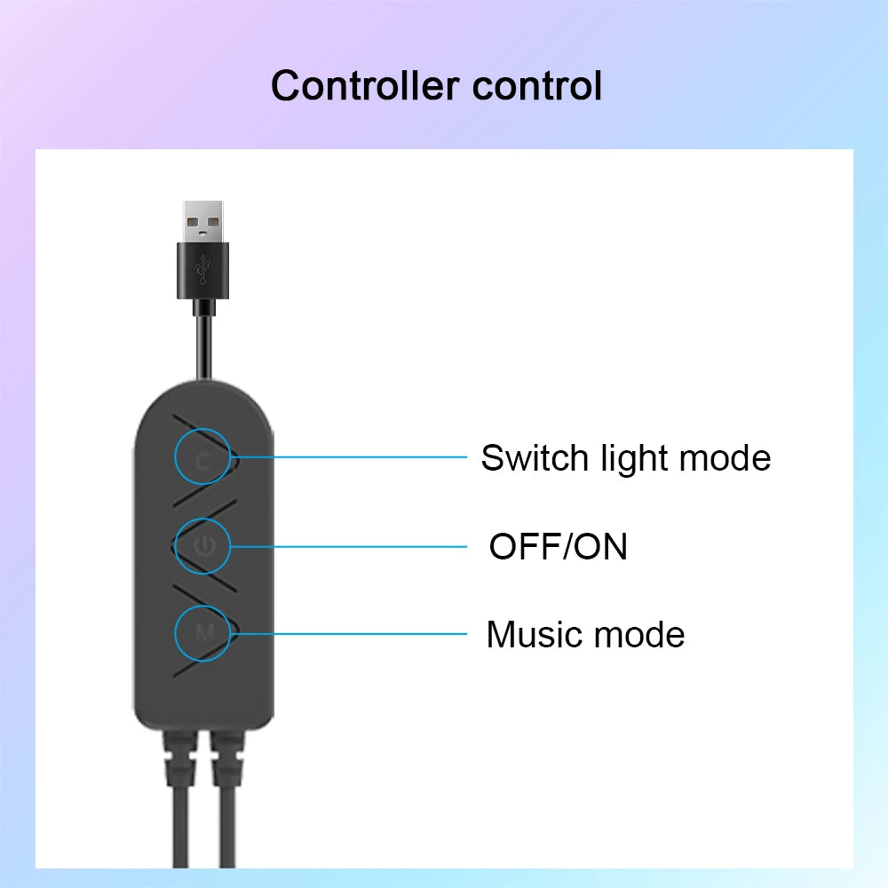 Barra de luz musical RGBIC, luces de ritmo, tira de luz de escritorio, Control por aplicación, lámpara de ambiente USB para videojuegos, dormitorio, retroiluminación de TV