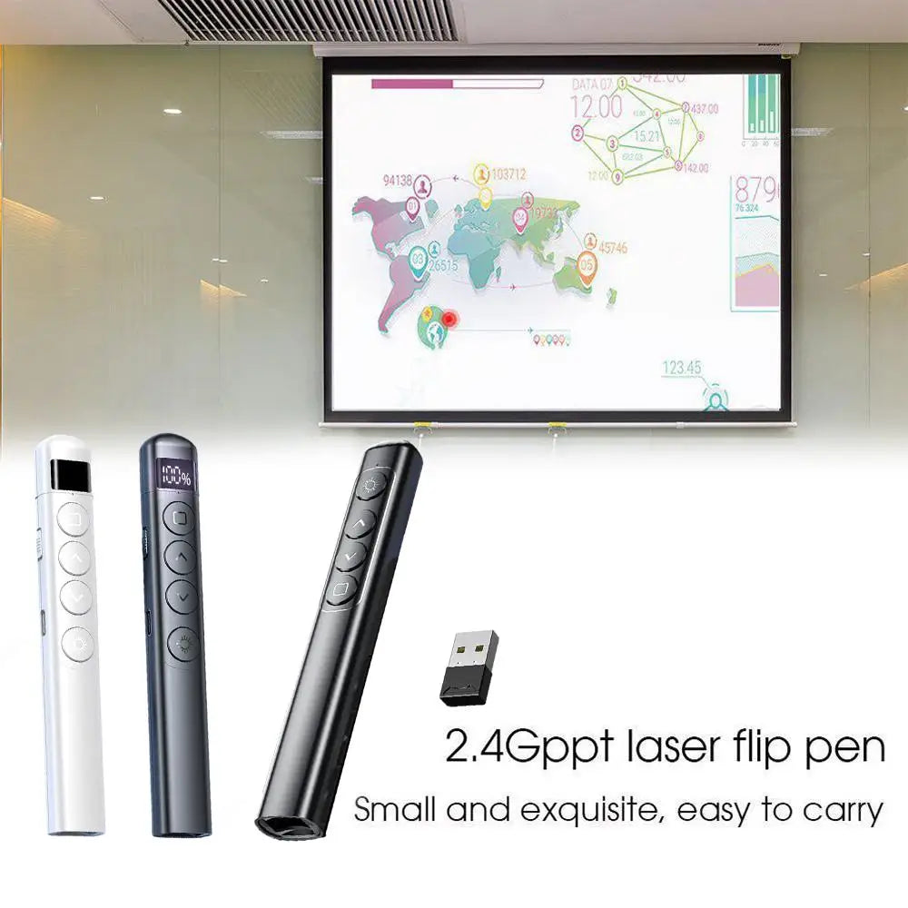 Presentador inalámbrico PPT Page Turner, puntero láser USB, bolígrafo presentador de Control remoto infrarrojo para proyector Powerpoint Slide
