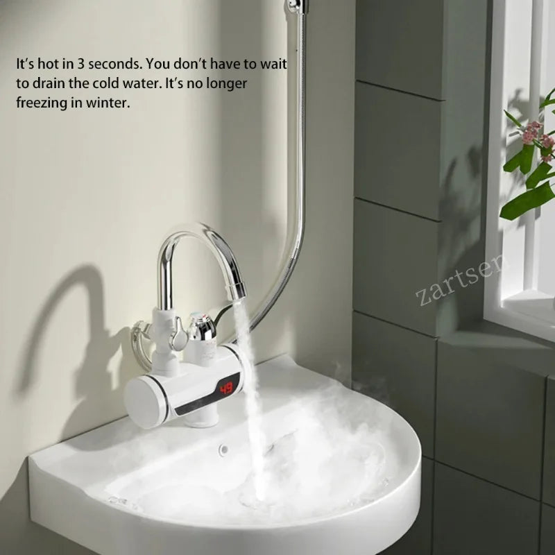 Grifo calentador de agua sin tanque de 3000W, grifo de ducha eléctrico instantáneo, calefacción de agua caliente para cocina y baño
