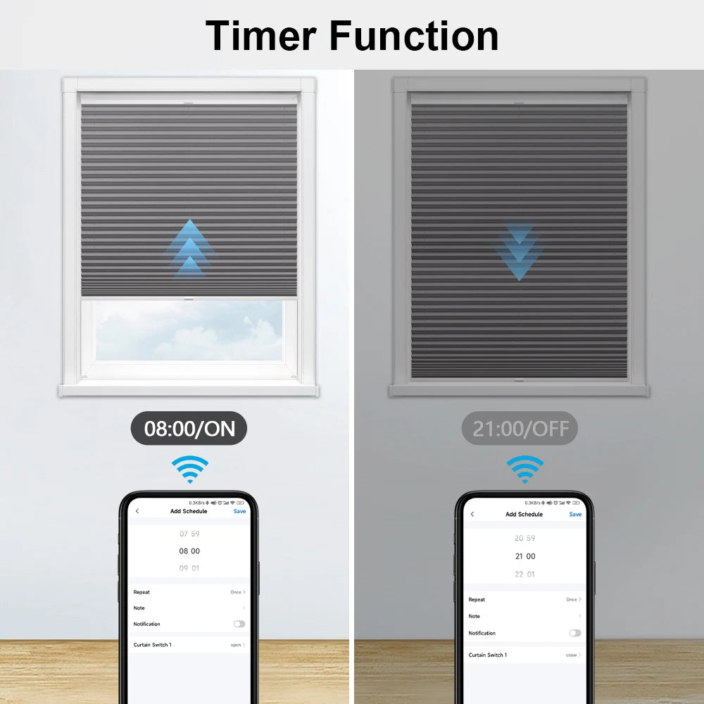 LoraTap-cortinas con WiFi, persiana enrollable, retroiluminación, aplicación remota Tuya Smart Life, Control por Google Home, voz Alexa