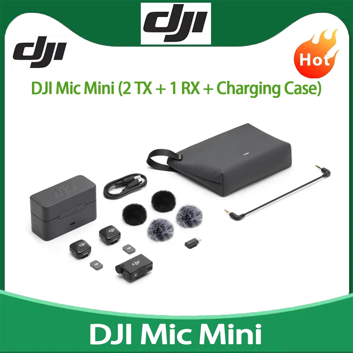 Micrófono Inalámbrico Original DJI Mic Mini (1 TX + 1 RX), Ultraligero, Audio de Alta Fidelidad, Cancelación de Ruido, Limitación Automática