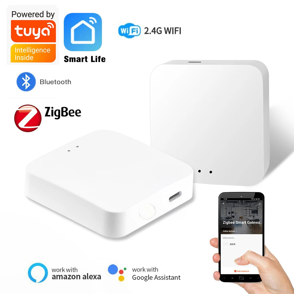 Puerta de enlace inteligente multimodo inalámbrica ZigBee Bluetooth Mesh Hub funciona con la aplicación Tuya Smart life Control por voz a través de Alexa Google Home