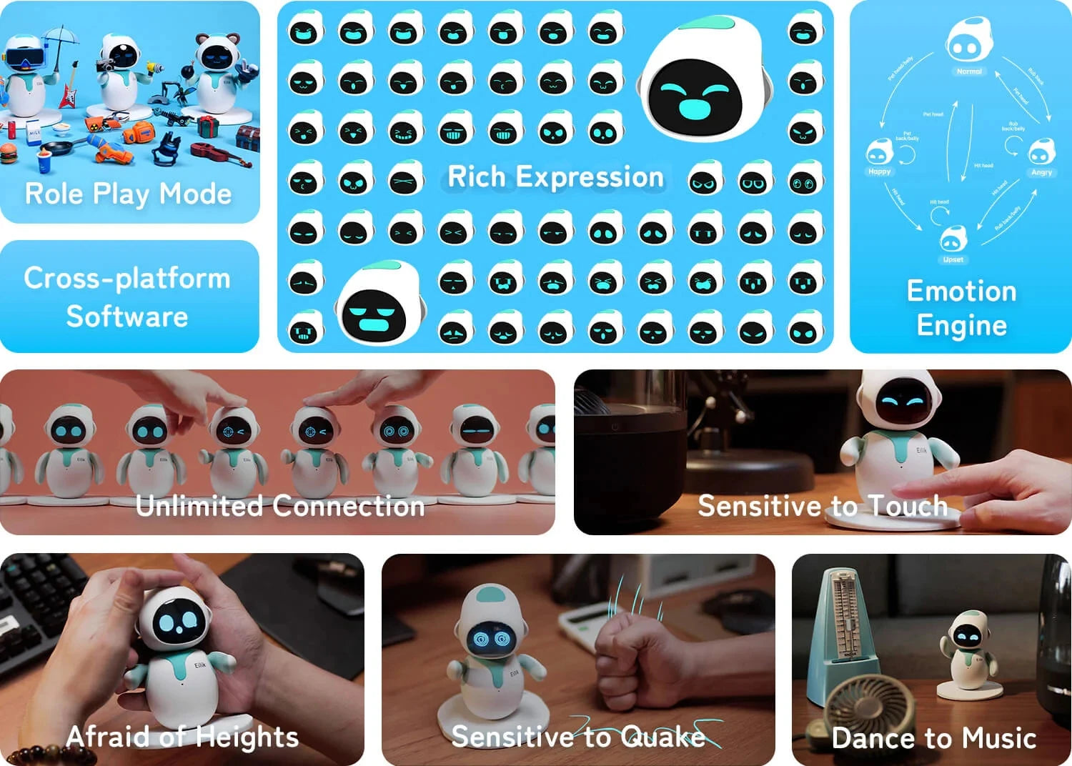 Robot inteligente Eilik Original, automatización electrónica, Robot Ai, interacción emocional, modo Vocal múltiple, bonito regalo azul y rosa