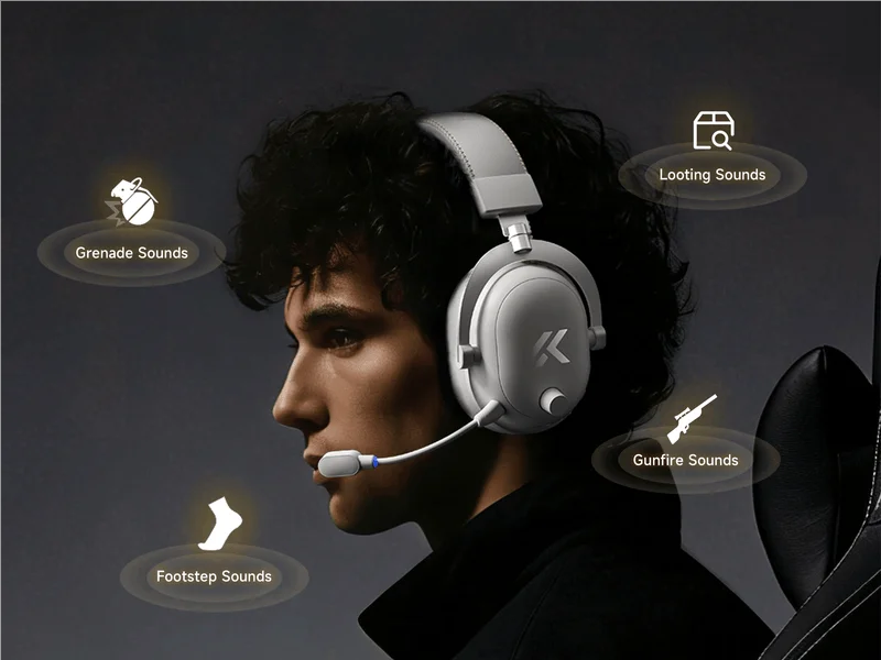 Auriculares Inalámbricos para Juegos MCHOSE V9 Turbo + con Sonido Envolvente 7.1 de 60 mm, Auriculares Profesionales para Esports con Base de Carga RGB