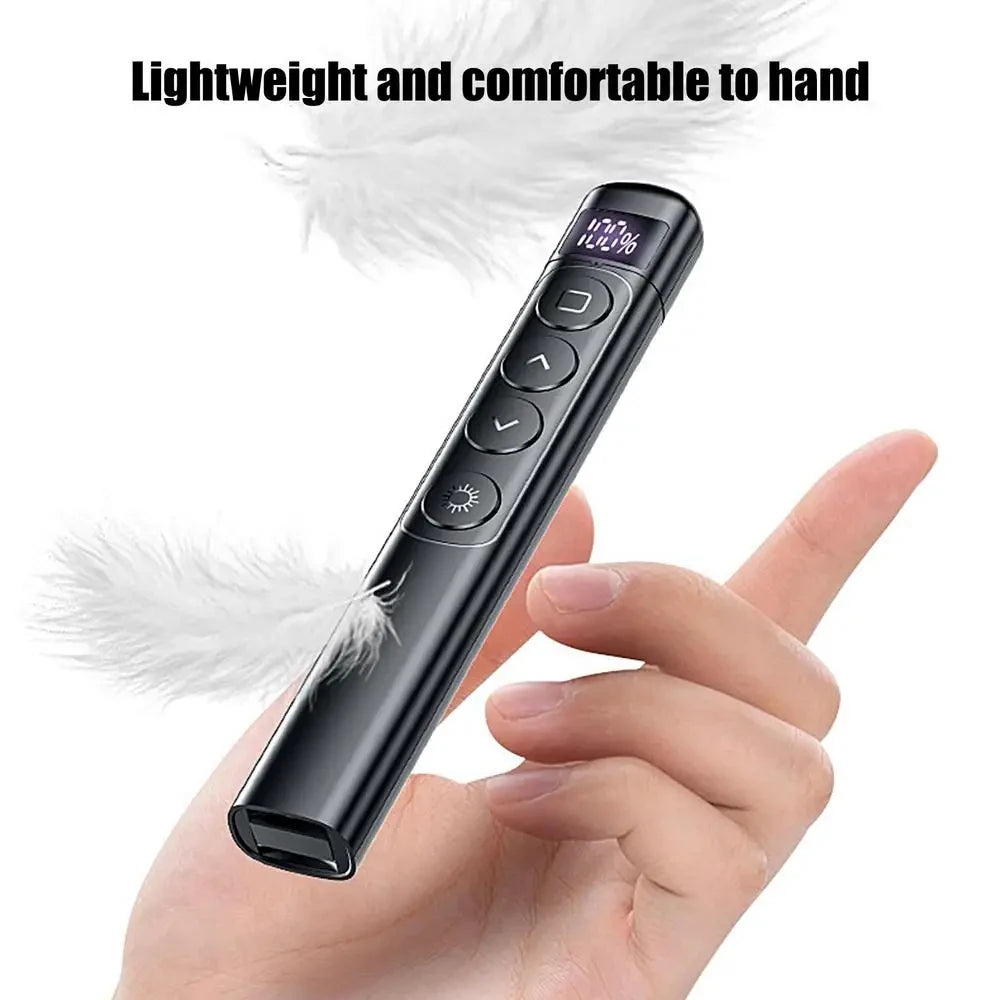Clicker de presentación con bolígrafo abatible inalámbrico, puntero láser RF de 2,4 GHz, control remoto PowerPoint con Control Hyperlink, presentador IR de luz roja