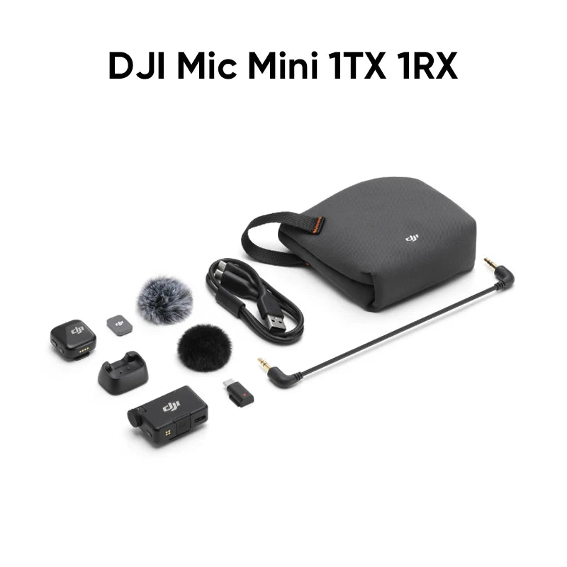 Micrófono Inalámbrico Original DJI Mic Mini (1 TX + 1 RX), Ultraligero, Audio de Alta Fidelidad, Cancelación de Ruido, Limitación Automática
