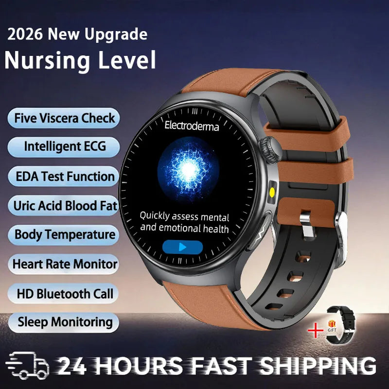Reloj Inteligente 2026 con Diagnóstico Preciso de ECG, Medición de Grasa Corporal, Oxígeno en Sangre, Presión Arterial, Pantalla HD AMOLED, Llamadas, para Hombres y Mujeres