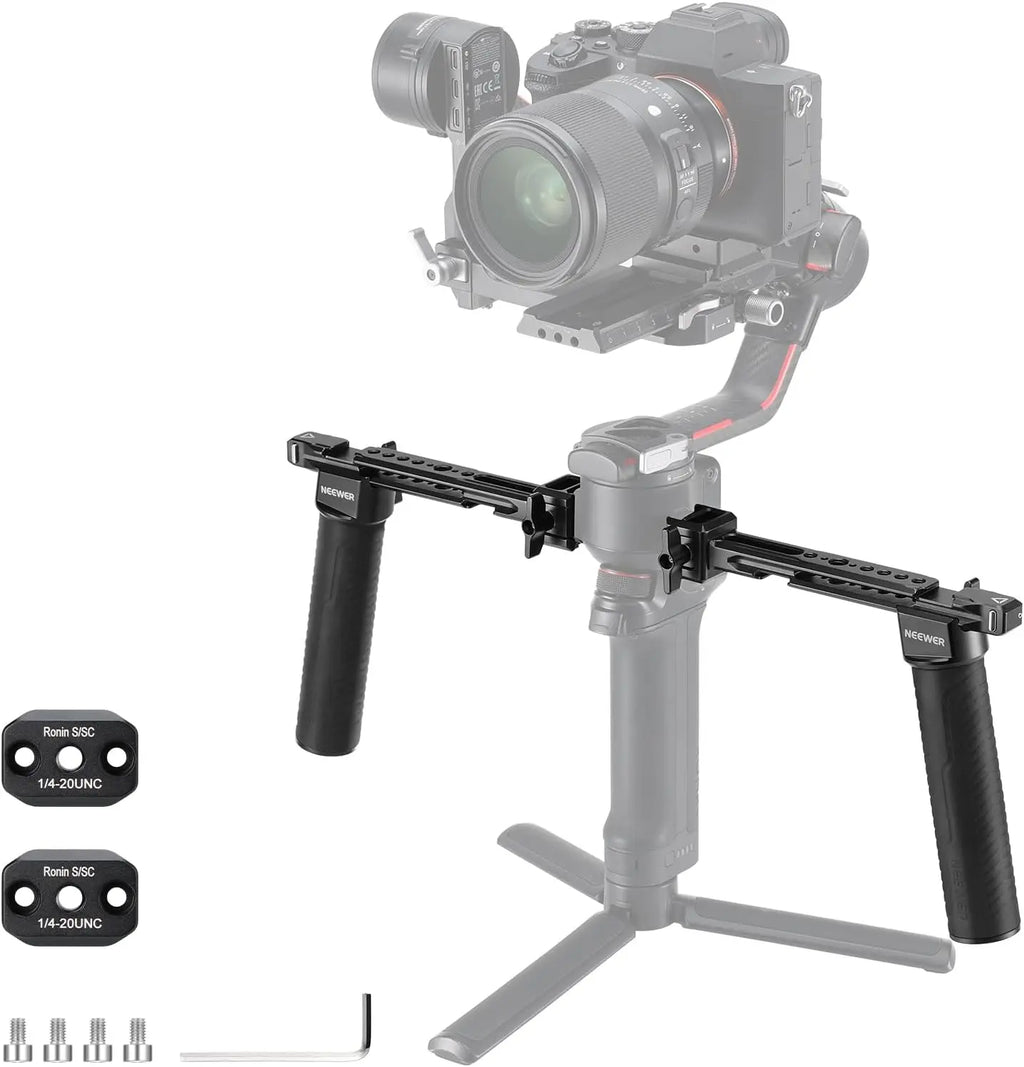NEEWER-empuñadura doble con abrazaderas NATO de liberación rápida, 2 Mini rieles NATO para DJI RS4 RS4 Pro RS3 RS3 Pro RS2 RSC2 Ronin S SC Gimba