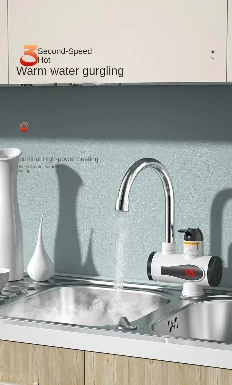 Calentador de agua eléctrico de cocina de 3000W, grifo de agua caliente instantáneo, grifo de calefacción en frío, calentador de agua instantáneo sin tanque