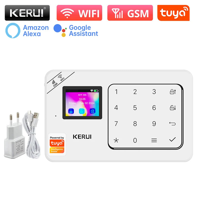KERUI-Kit de alarma para el hogar, inalámbrico, WiFi, GSM, antirrobo, con pantalla táctil, aplicación Tuya Smart Life, sistema de alarma para protección de seguridad
