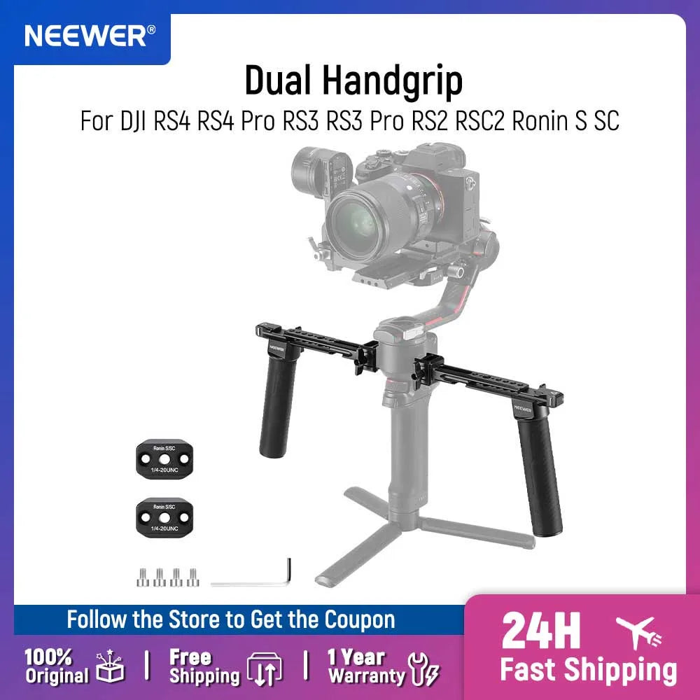 NEEWER-empuñadura doble con abrazaderas NATO de liberación rápida, 2 Mini rieles NATO para DJI RS4 RS4 Pro RS3 RS3 Pro RS2 RSC2 Ronin S SC Gimba