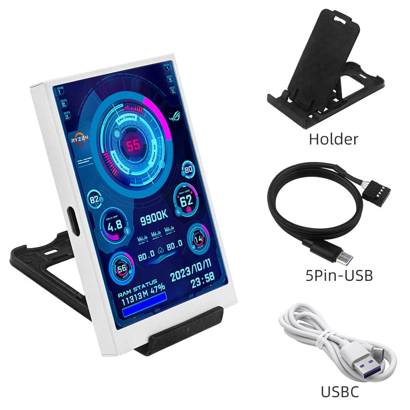 Pantalla secundaria tipo C de 3,5 pulgadas para ordenador CPU RAM GPU HDD Monitor 320*480 IPS LCD ISB pantalla TURZX Software NO AIDA64