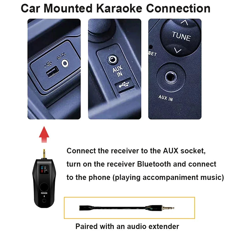 Micrófono de Karaoke dinámico de mano inalámbrico UHF, receptor Bluetooth, reverberación profesional en el hogar, micrófono de graves altos y bajos