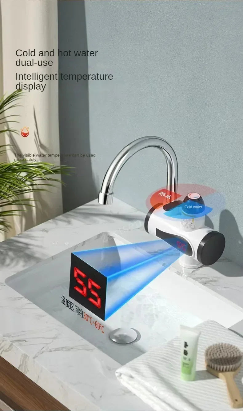 Calentador de agua eléctrico de cocina de 3000W, grifo de agua caliente instantáneo, grifo de calefacción en frío, calentador de agua instantáneo sin tanque
