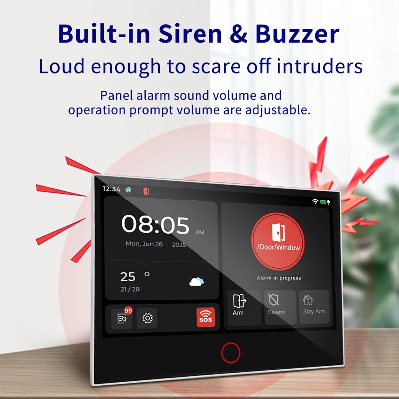 KERUI Tuya WiFi + sistema de alarma para el hogar 4G con Panel de pantalla táctil grande de 7 pulgadas conjunto de alarma FSK / ASK para protección de seguridad del hogar G70