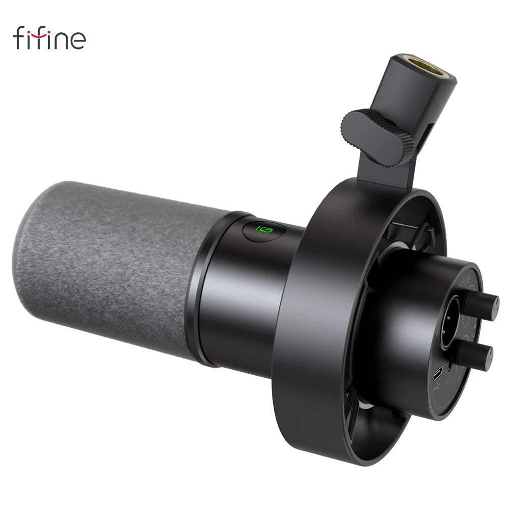 Micrófono dinámico FIFINE USB/XLR con soporte de choque, tecla táctil, conector para auriculares y Control de volumen, para grabación de PC o tarjeta de sonido-K688