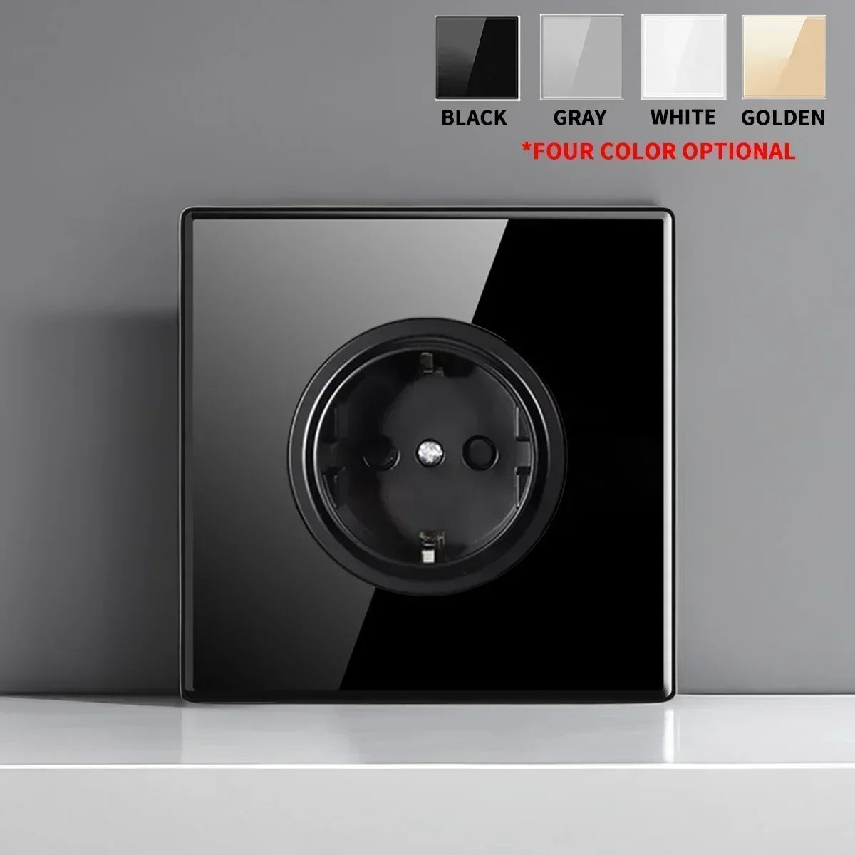 Enchufe de interruptor de vidrio templado estándar francés británico con luz indicadora, reinicio automático, 1, 2, 3, 4 entradas, tomas de Panel de pared, enchufe de 2usb