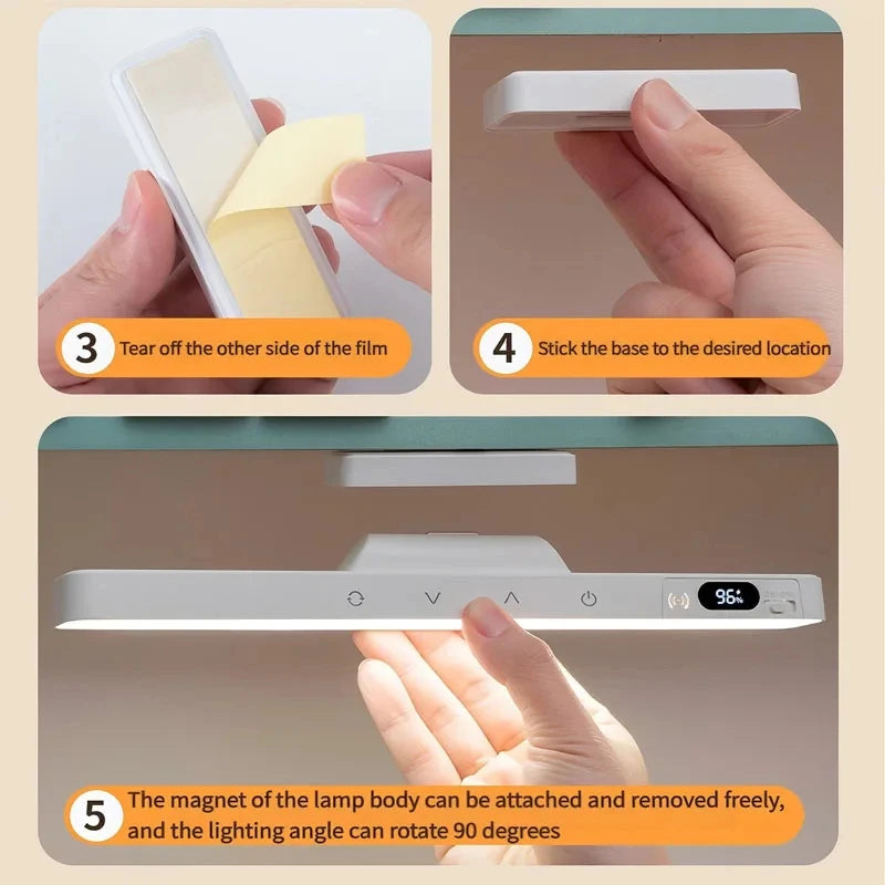 Lámpara de mesa táctil, lámpara de escritorio magnética, batería recargable integrada para gabinete de lectura, espejo, mesita de noche, luces nocturnas recargables